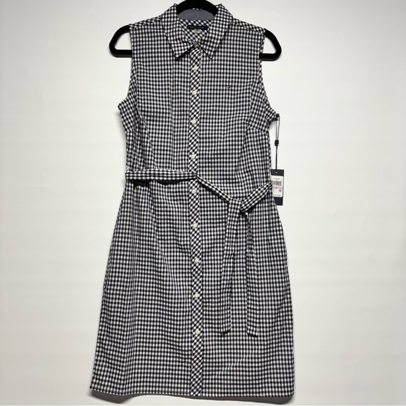 ✨Tommy Hilfiger Women's Gingham-Print Belted Woven Dress Size 6 - Picture 2 of 16